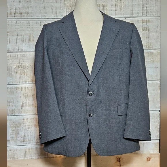 VTG Mens Calvert 2pc Suit Jacket 46L/ Pants 41L TEXTURED Gray‎